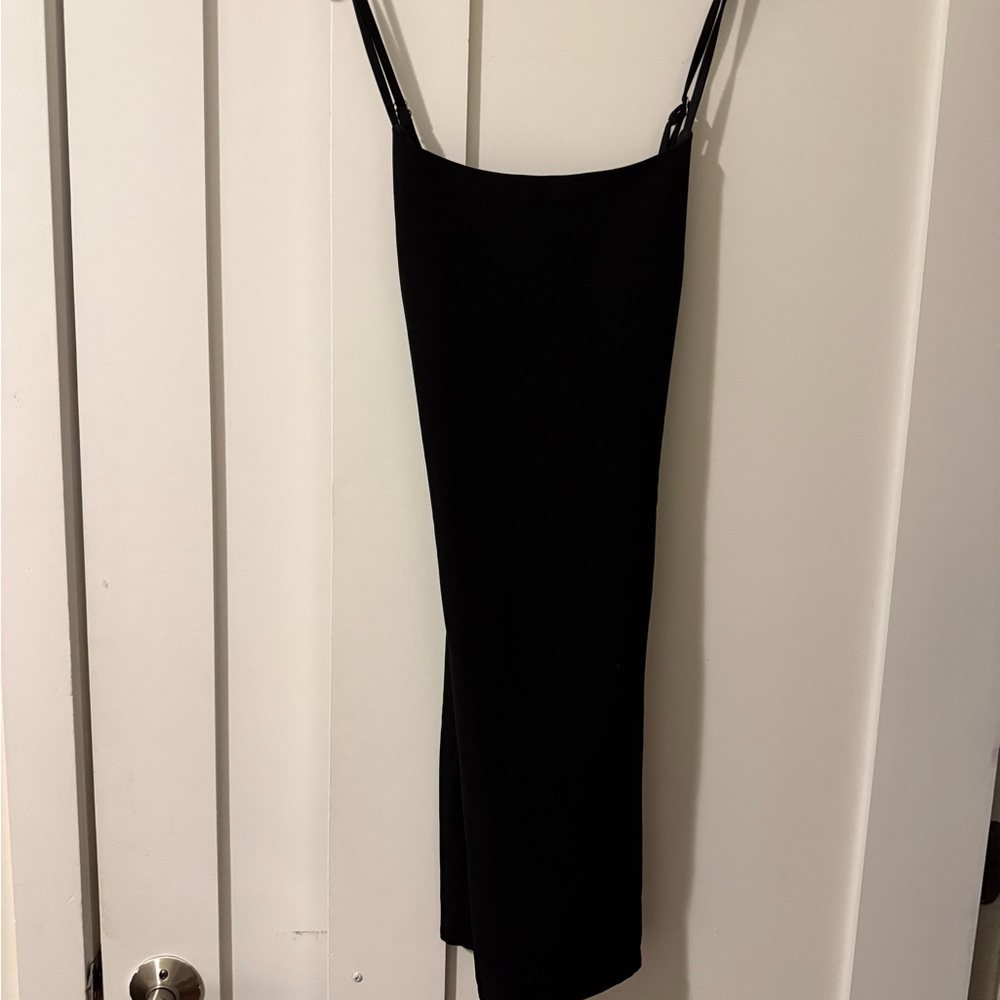 Fore Black Spaghetti-Strap Mini Dress with Side Fringe Detail - Picture 4 of 6